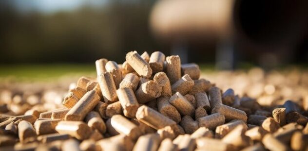 biofuel pellets presented with cut logs briquettes daylight_157027 3507 1 632x311